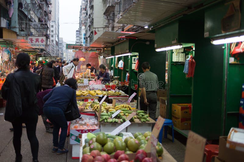 Κινεζική αγορά σε Kowloon, Χονγκ Κονγκ στοκ εικόνες